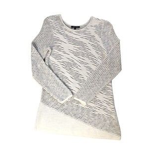 Nic+Zoe Women's Long‎ Sleeve Gray and White Sheer Knit Tunic Sweater Top Size S